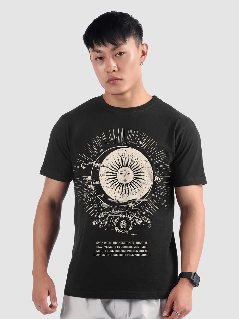 بيونغ تيشيرت مطبوع بشعار الشمس